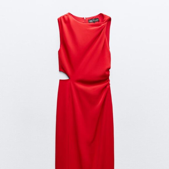 NWOT Zara Women's Cut Out Midi Dress - Picture 2 of 6
